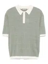 Canali Checked Linen And Silk Polo Shirt In Green