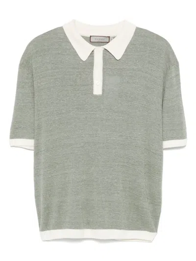 Canali Fine-knit Polo Shirt In Green