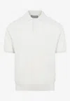 Canali Short-sleeved Cotton And Silk Regular Fit Polo Shirt In Neutral