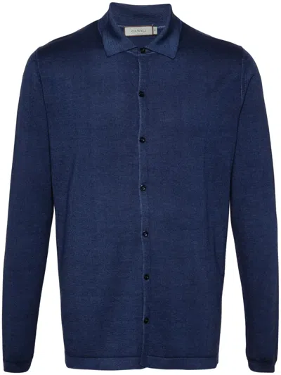Canali Fine-knit Shirt In Blue