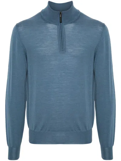 Canali Fein Gestrickter Pullover In Blau