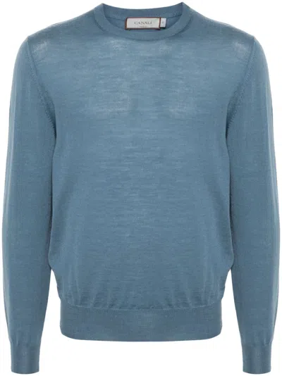 Canali Fine-knit Sweater In Blue