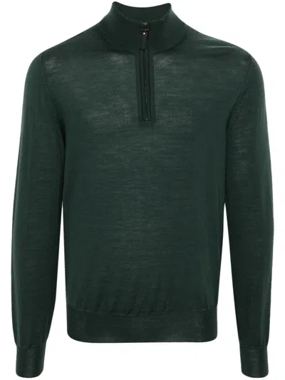 Canali Fine-knit Sweater In Green