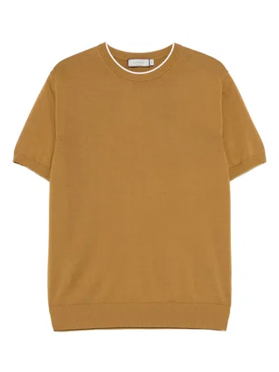 Canali Fine-knit T-shirt In Brown