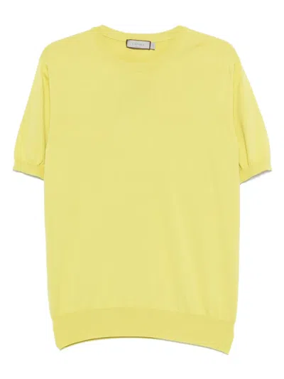 Canali Fine-knit T-shirt In Yellow