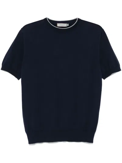 Canali Fine Knit T-shirt In Blue