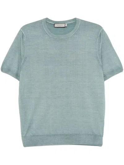 Canali Fine-knit T-shirt In Blue