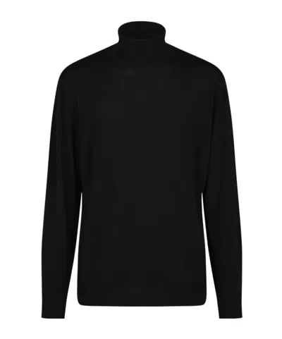 Canali Fine Knit Turtleneck Knitted Sweater In Black
