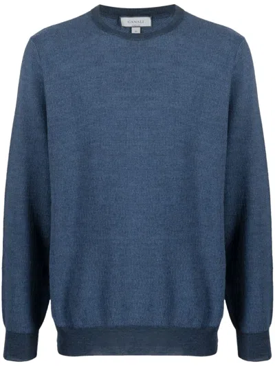 Canali Fine-knit Wool Jumper In Blue