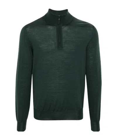 Canali Fine Knitted Sweater In Green