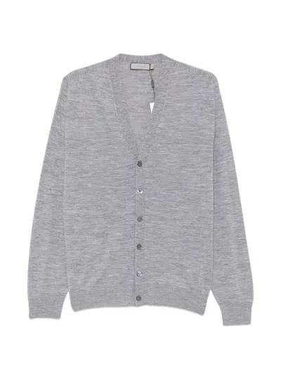 Canali Fine-knit Button-up Cardigan In Gray