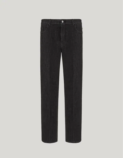 Canali Five-pocket Pants In Black Denim