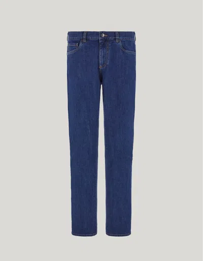 Canali Five-pocket Slim-fit Stretch Denim Pants In Blue