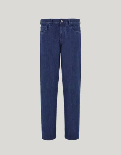 Canali Five-pocket Regular-fit Stretch Denim Pants In Blue