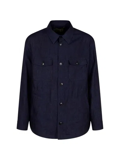 Canali Flap-pocket Jacket In Blue