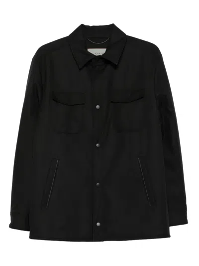 Canali Flap-pocket Shirt Jacket In Black