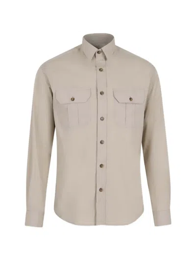 Canali Flap-pocket Shirt In Neutral