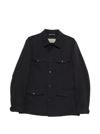 Canali Flap-pockets Linen Shirt Jacket In Black