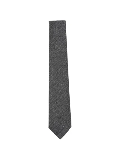 Canali Flecked Silk Tie In Gray