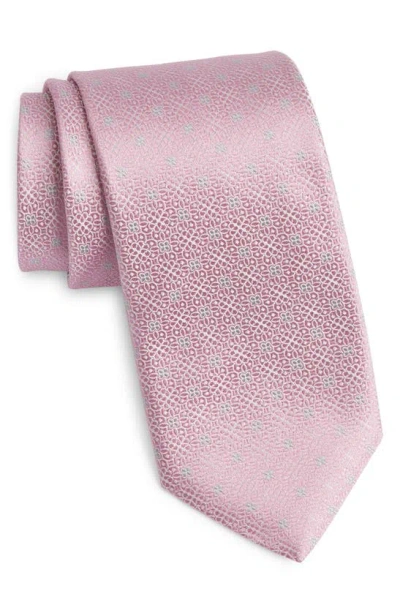 Canali Floral Medallion Silk Tie In Pink