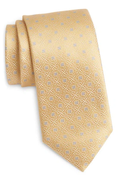 Canali Floral Medallion Silk Tie In Yellow