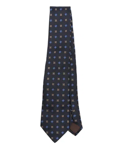 Canali Floral-pattern Silk Tie In Blue