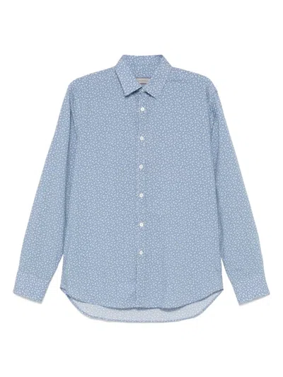 Canali Floral-print Shirt In Blue