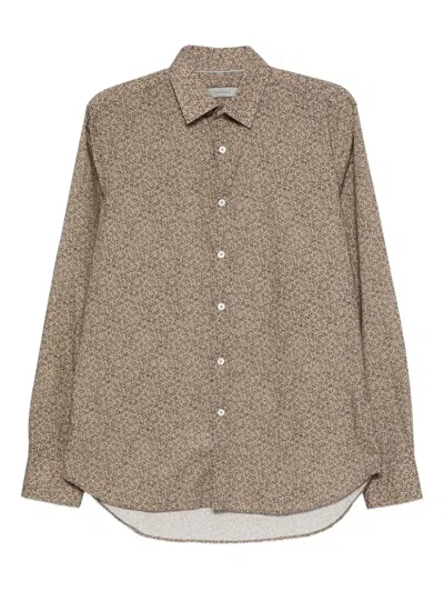 Canali Floral-print Shirt In Brown