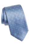 Canali Floral Silk Tie In Blue