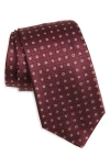 Canali Floral Silk Tie In Burgundy