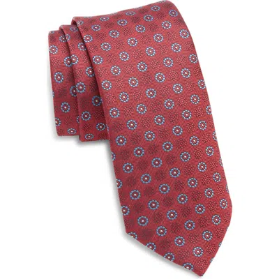 Canali Floral Silk Tie In Red