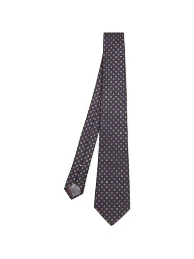 Canali Floral-jacquard Tie In Blue