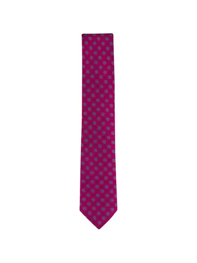 Canali Floral-pattern Tie In Pink
