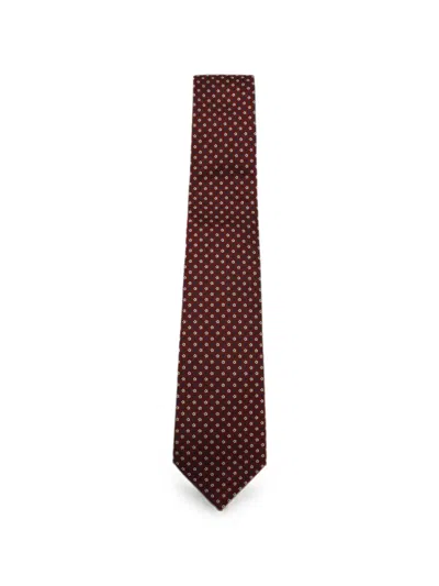 Canali Floral-pattern Tie In Red