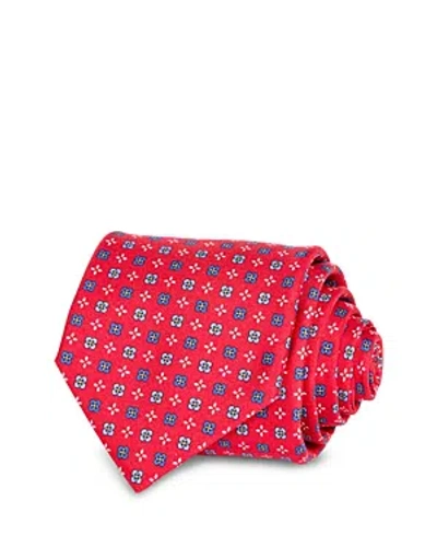 Canali Floret Print Silk Classic Tie In Red