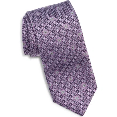 Canali Flower Silk Tie In Purple