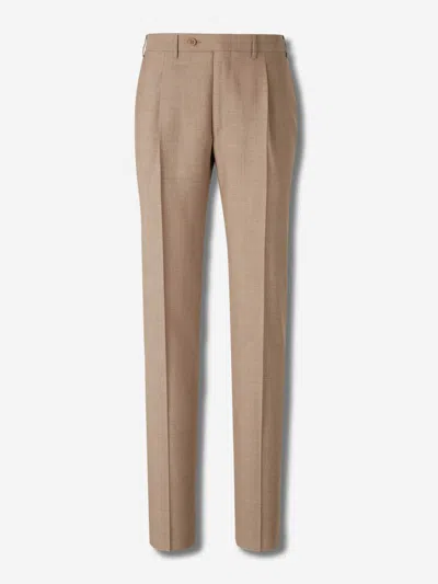 Canali Formal Wool Pants In Brown