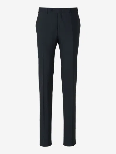 Canali Formal Wool Trousers In Midnight Blue