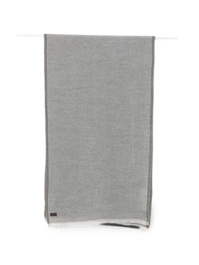 Canali Frayed Scarf In Gray