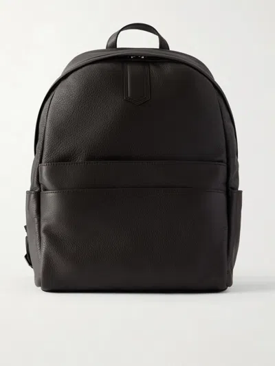 Canali Full-grain Leather Backpack In Brown