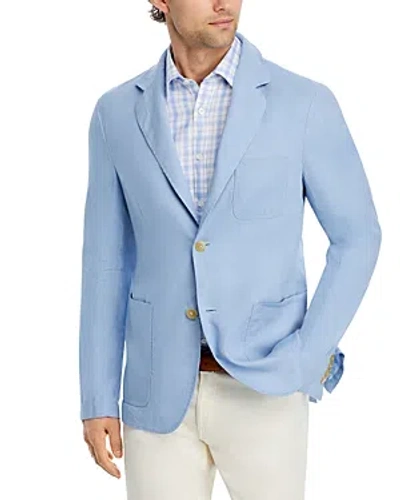 Canali Garment Dyed Linen Two Button Blazer In Light Blue