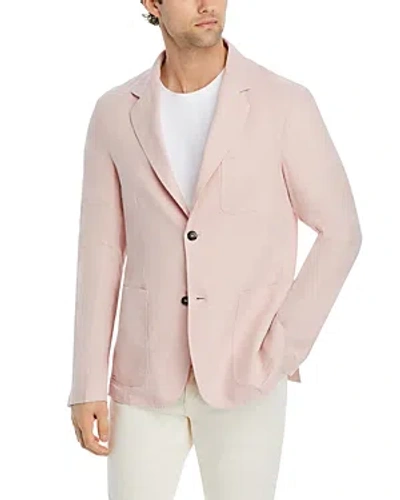 Canali Garment Dyed Linen Two Button Blazer In Pink