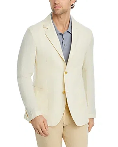 Canali Garment Dyed Linen Two Button Blazer In White