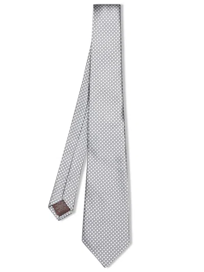 Canali Geometric Mini Pattern Grey Tie