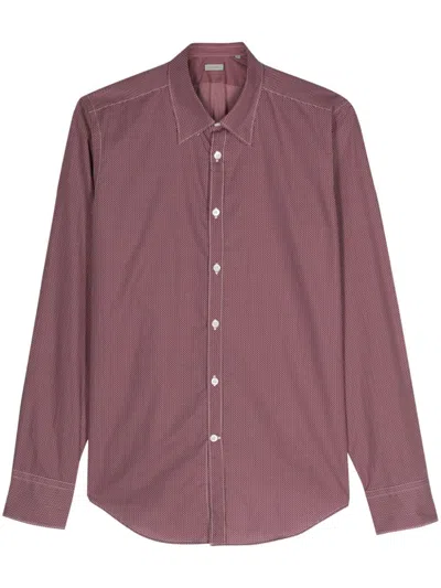 Canali Geometric-pattern Cotton Shirt In 红色