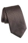 Canali Geometric Pattern Silk Jacquard Tie In Green