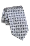 Canali Geometric Pattern Silk Jacquard Tie In White