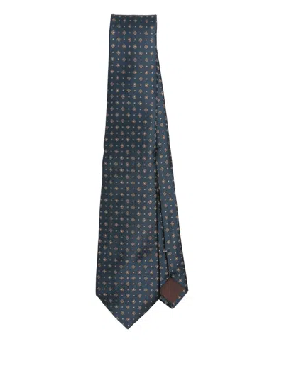 Canali Geometric-pattern Silk Tie In Blue