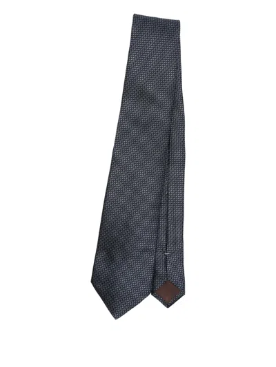 Canali Geometric-pattern Silk Tie In Blue