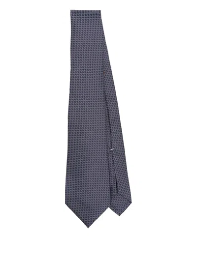 Canali Geometrisch Gemusterte Seidenkrawatte In Blue